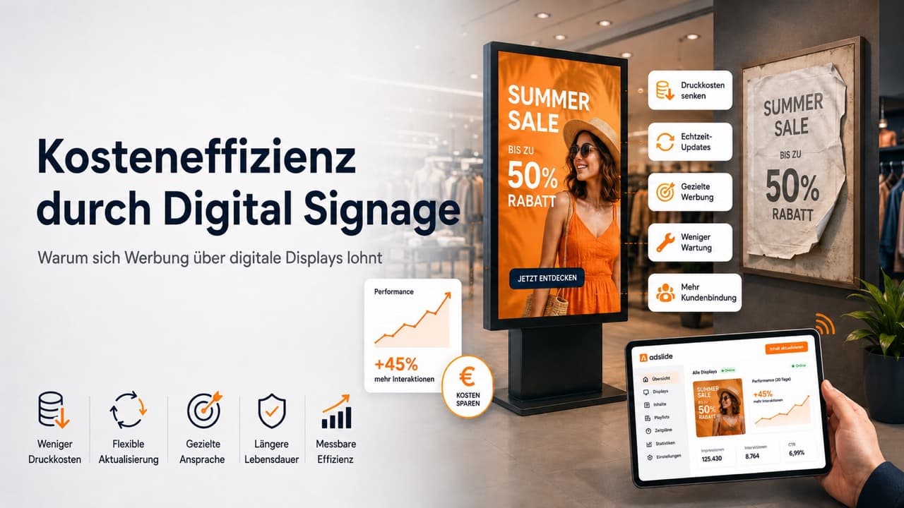 Kosteneffizienz durch Digital Signage
