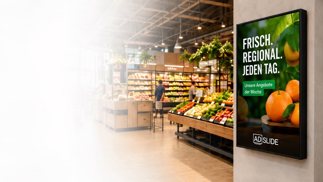 Digital Signage Bildschirm in einem Einzelhandelsgeschäft